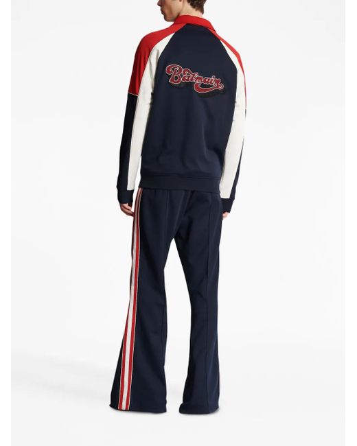 Balmain Blue Logo-Badge Track Jacket for men