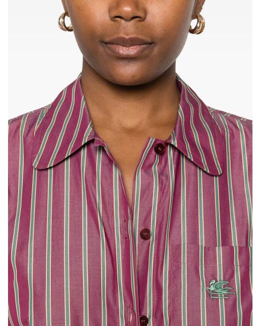 Camicia A Righe A Maniche Lunghe di Etro in Purple