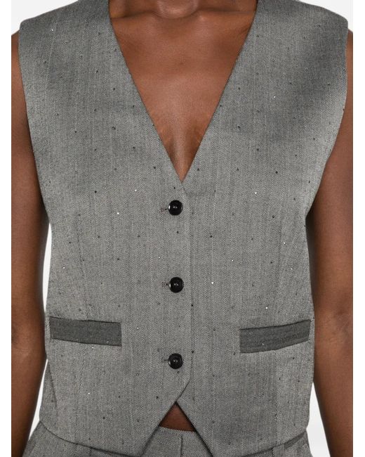 Maje Gray Striped Buttoned Waistcoat
