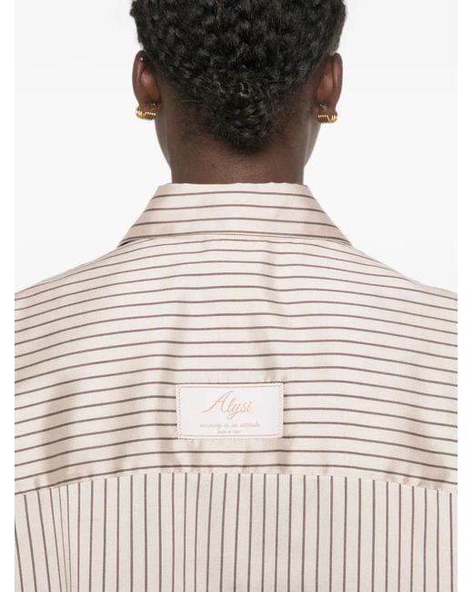 Alysi White Striped Long-Sleeve Shirt