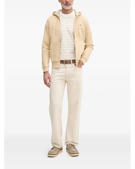 Lacoste Natural Logo-Patch Zip-Up Hoodie for men