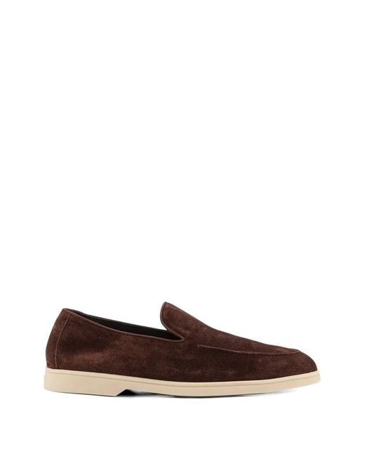 Doucal's Brown Embossed Stitching Loafers for men