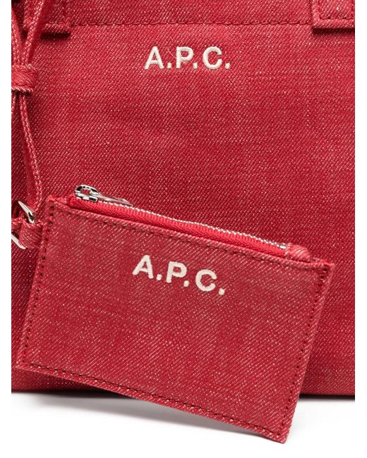 A.P.C. Red Small Drummer Tote Bag