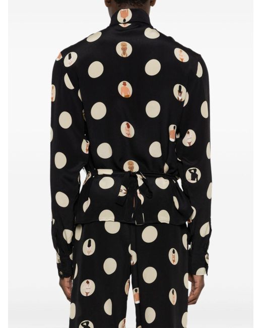 Amir Slama Seidenhemd mit Polka Dots in Black für Herren
