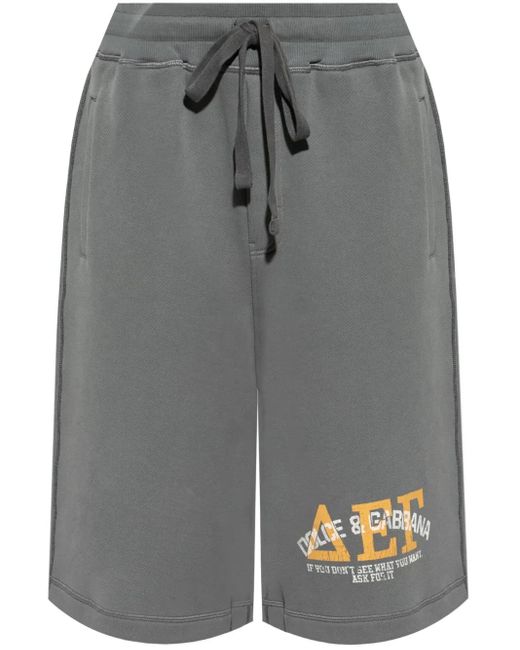 Shorts Sportivi Con Stampa di Dolce & Gabbana in Gray da Uomo