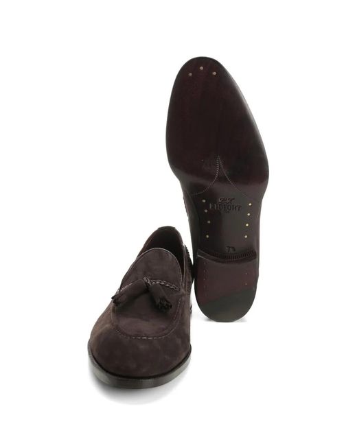 Lidfort Brown Tassel-Detail Braided-Trim Boat Shoes for men