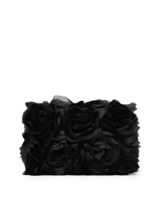Pochette volantée à appliques fleurs Erdem en coloris Black