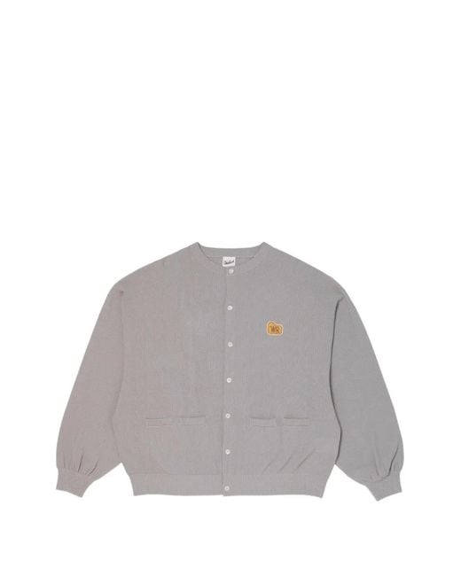 Woolrich Gray Cotton-Pique Logo-Patch Cardigan