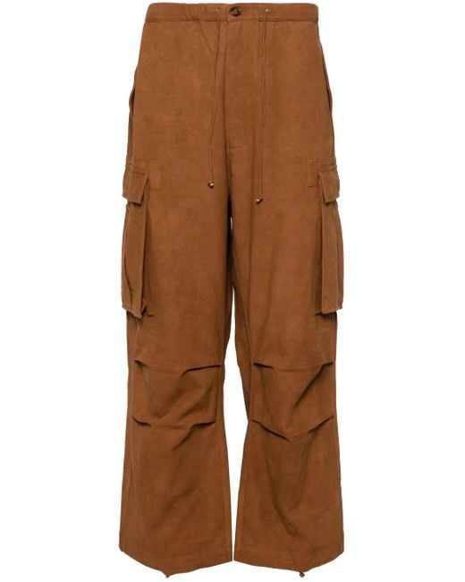 STORY mfg. Brown Organic Cotton Cargo Trousers for men
