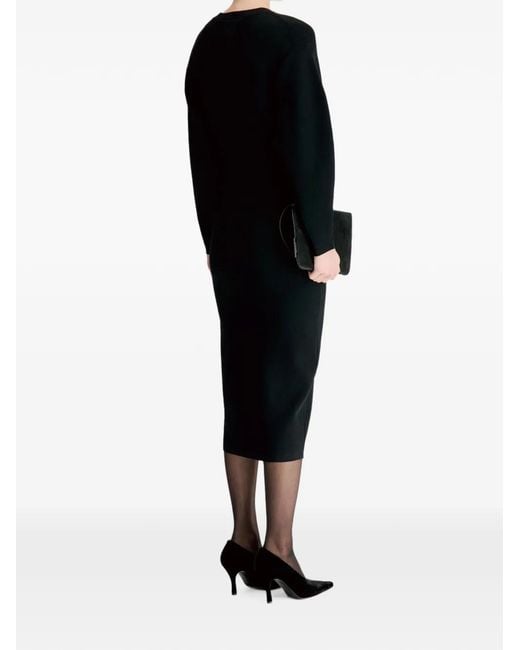 Loulou de Saison Black Elena Knitted Long-Sleeve Dress