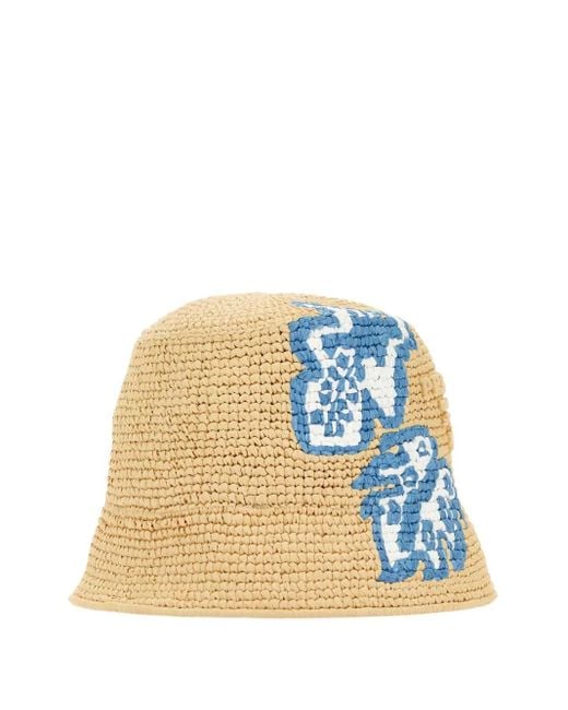 Prada Blue Raffia Bucket Hat