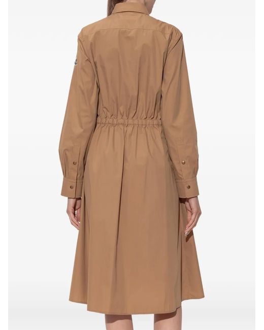 Moncler Natural Robe Mi-Longue Zippée À Lien De Resserrage