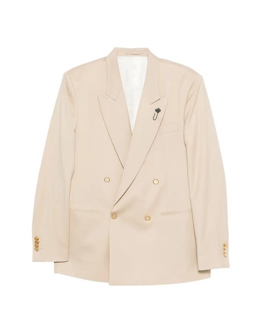 Lardini Natural Double-Breasted Blazer for men