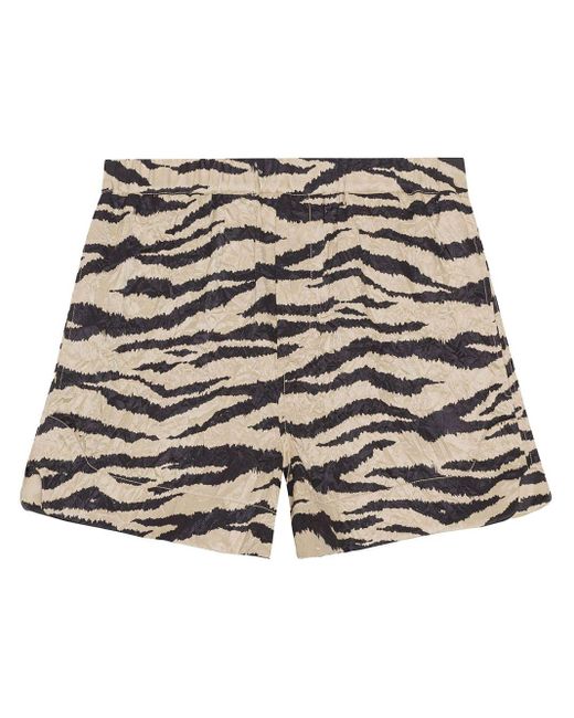 Ganni Multicolor Zebra-print Crinked Shorts