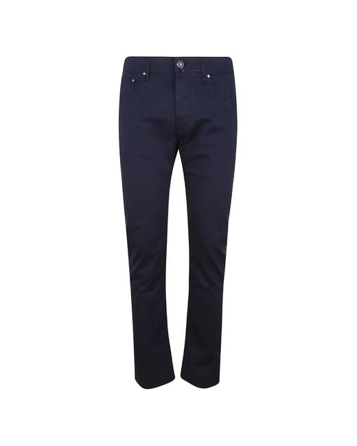Jacob Cohen Blue Logo-Patch Slim-Fit Trousers for men