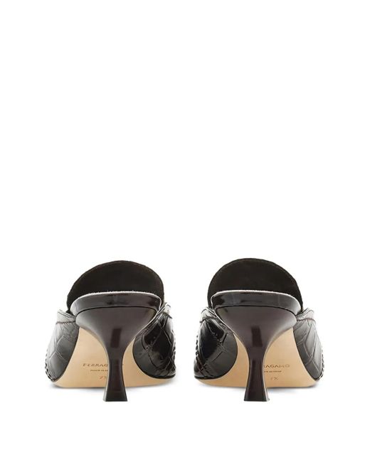 Ferragamo Natural Crocodile-Effect Mules