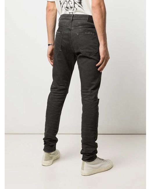 Purple Brand Gray Ripped-Detail Slim-Fit Jeans for men