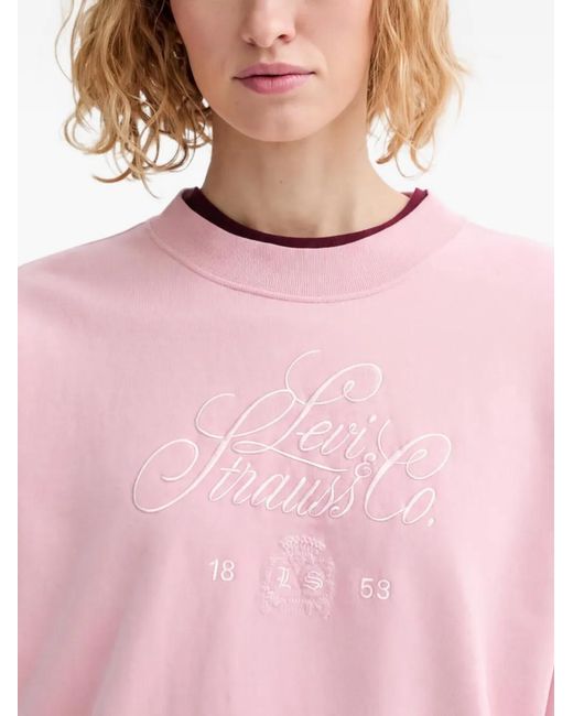 Levi's Pink Logo-Embroidery Sweatshirt