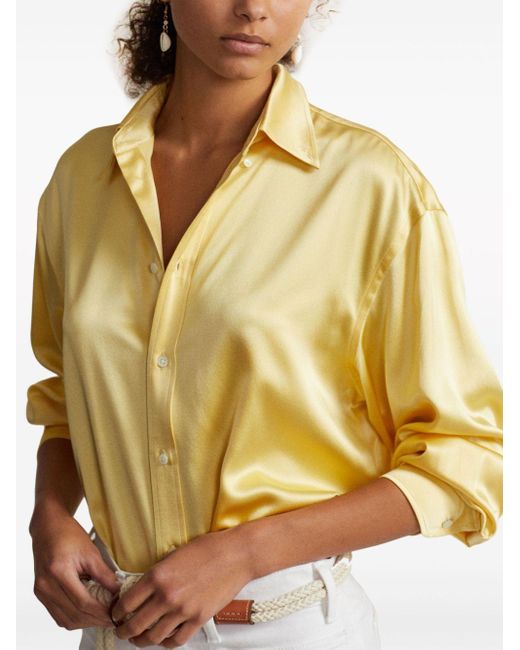 Polo Ralph Lauren Yellow Button-up Silk-satin Shirt