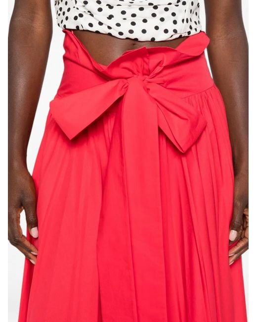 Philosophy Di Lorenzo Serafini Red Bow-Detail Pleated Maxi Skirt