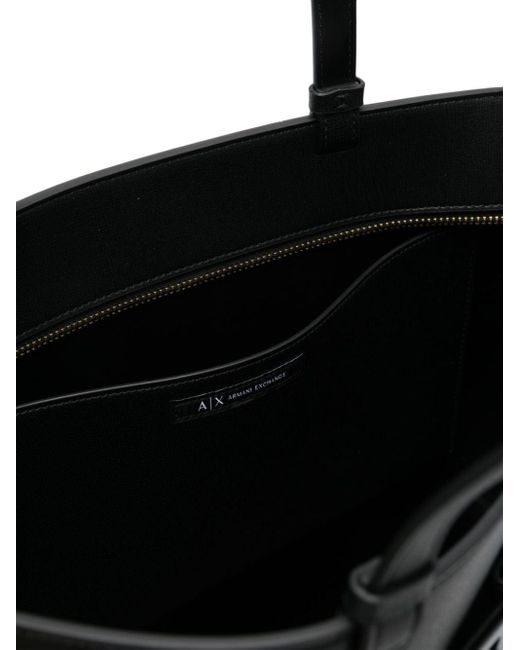Armani Exchange Black Logo-plaque Tote Bag