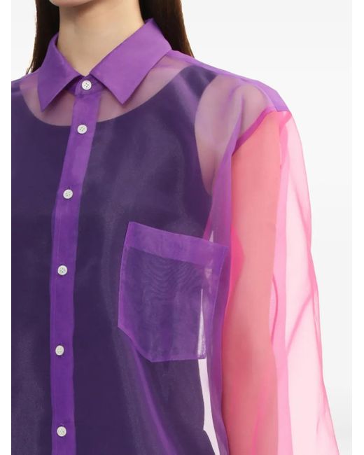 Comme des Garçons Purple Colour-Block Sheer Shirt