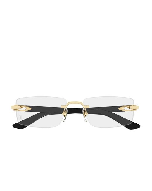 Cartier Black Rectangle Rimless Glasses for men