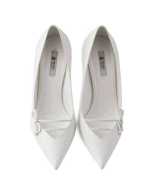 Prada White Leather Pumps