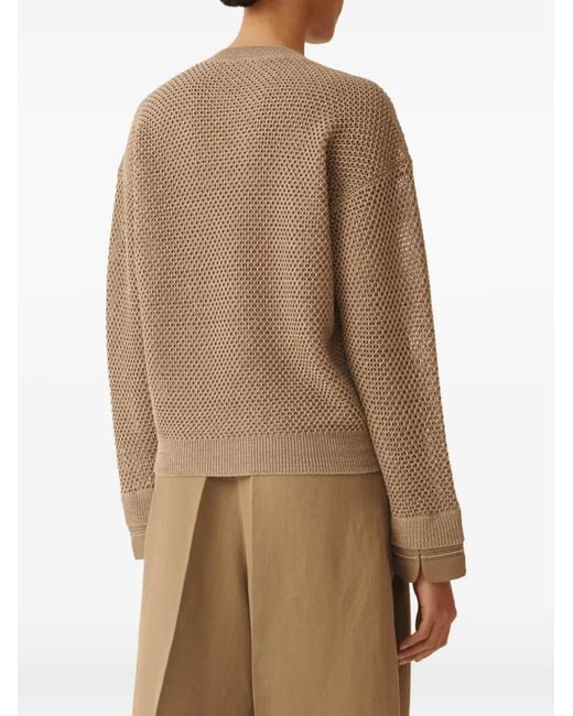 Fabiana Filippi Natural V-Neck Long-Sleeve Sweater