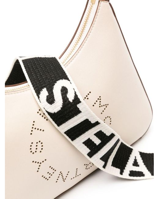 Stella McCartney Natural Kleine Schultertasche mit Logo