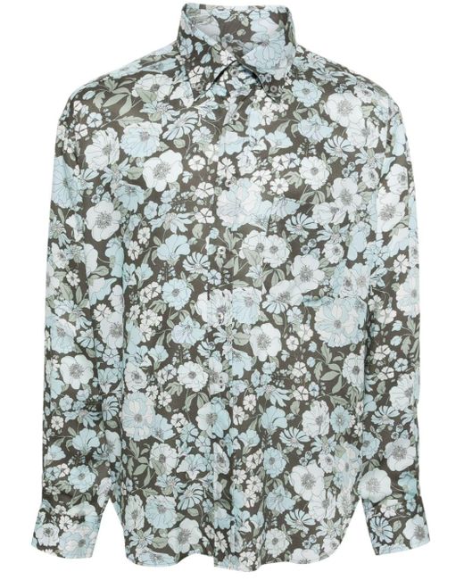 Tom Ford Gray Delicate Floral Printed Shirt for men