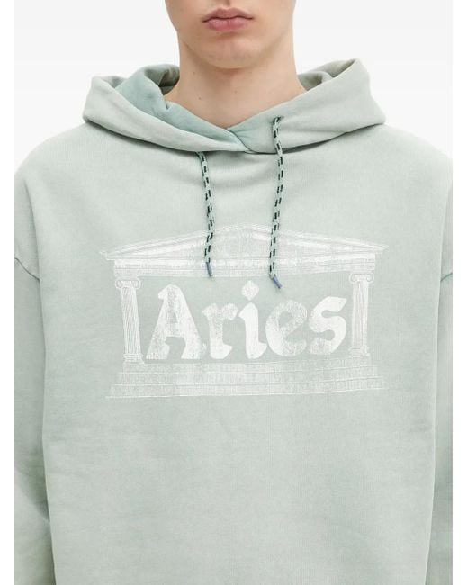 Aries Blue Temple-Logo Hoodie