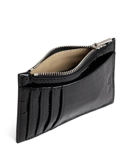 Yu Mei Black Frank Crocodile-Embossed Leather Cardholder