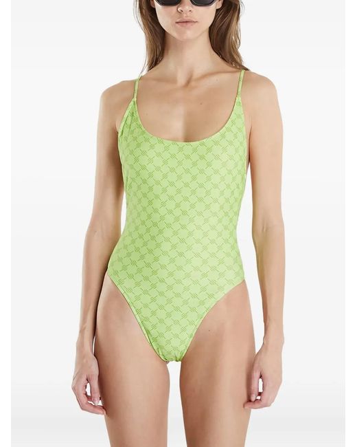 Daily Paper Green Monogram-Pattern Swimsuit