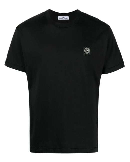 T-Shirt En Coton À Patch Logo Stone Island pour homme en coloris Black