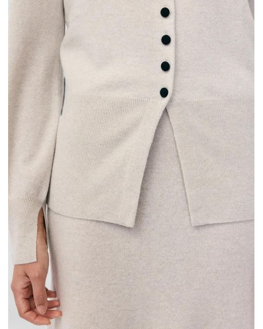 Lisa Yang White Maven Ribbed-Knit Button-Up Cardigan