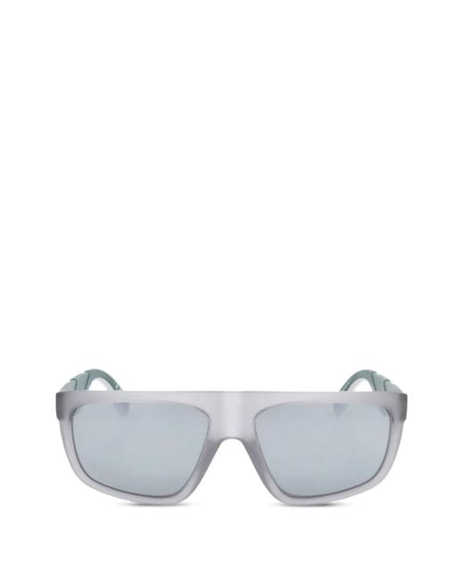 Adidas White Rectangle-Frame Logo-Print Sunglasses