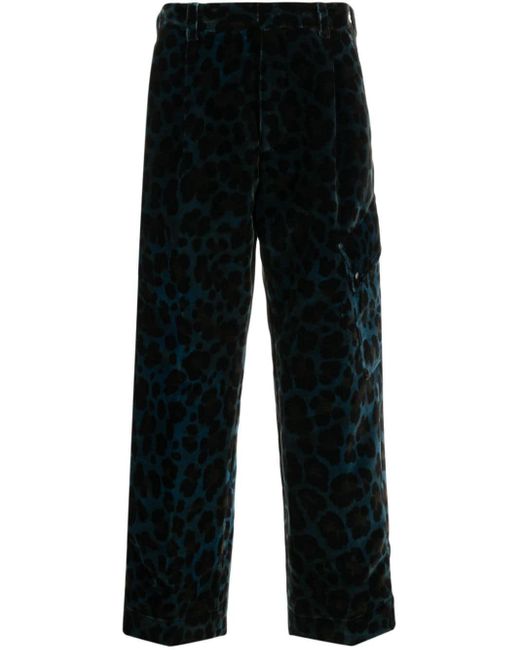 OAMC Black Combine Leopard-print Cargo Trousers for men