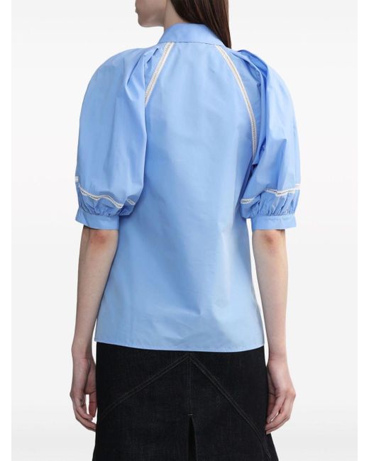 3.1 Phillip Lim Blue Straight-point Collar Cotton-blend Shirt