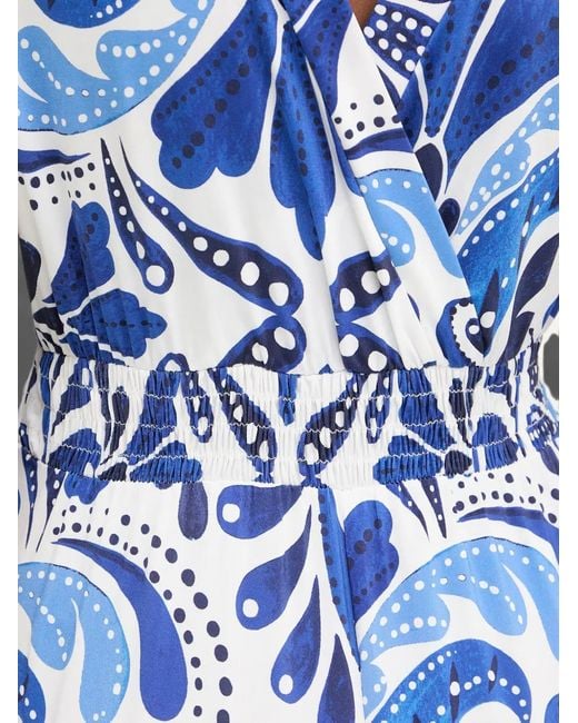 Morgan Blue Paisley-Print V-Neck Maxi Dress