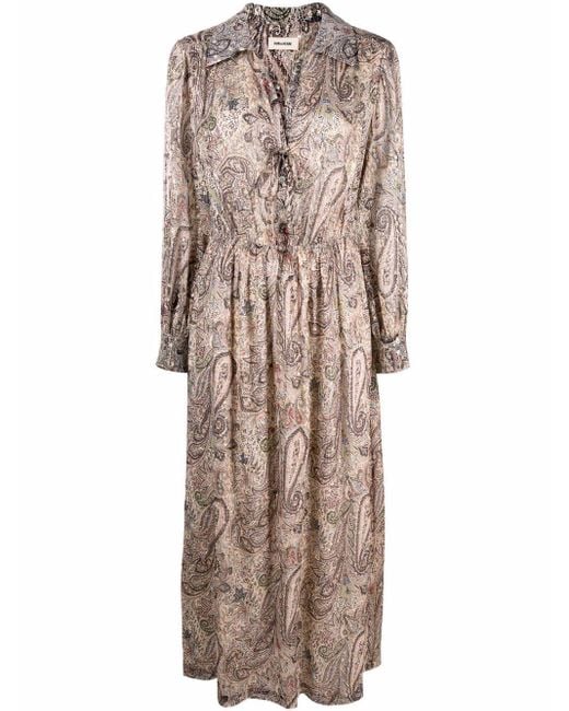 Zadig & Voltaire Multicolor Paisley-print Long-sleeve Dress