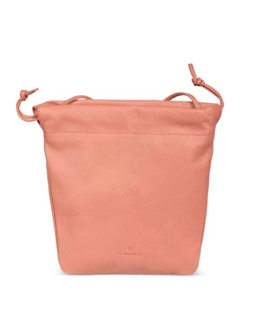 Il Bisonte Pink Drawstring Leather Bucket Bag