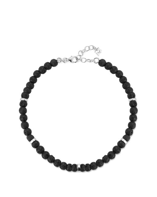 Mateo Metallic Hex Nut Lava Rock Bead Bracelet for men