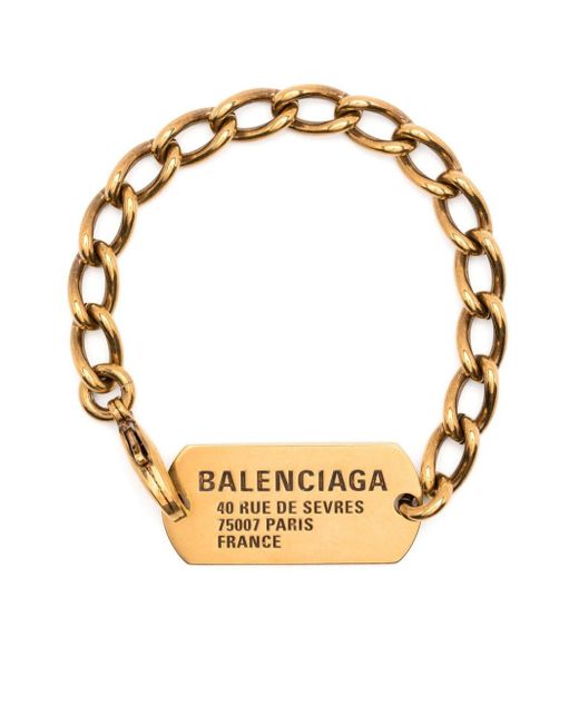 Balenciaga Metallic Kettenarmband mit Logo-Schild