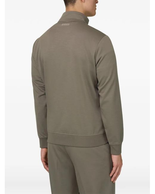 Boggi Gray Half-Zip Mock Neck Sweater for men