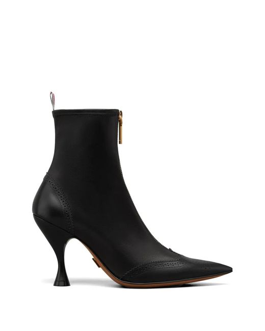 Thom Browne Black Wingtip Leather Ankle Boots