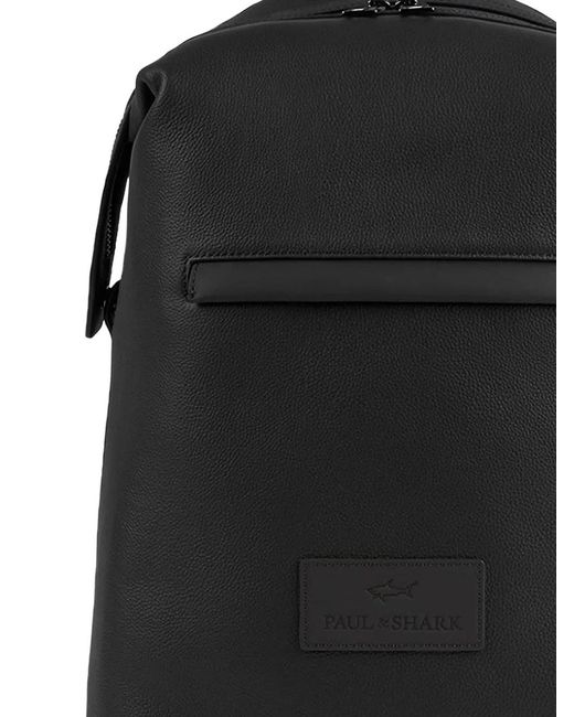 Paul & Shark Black Leather Backpack for men
