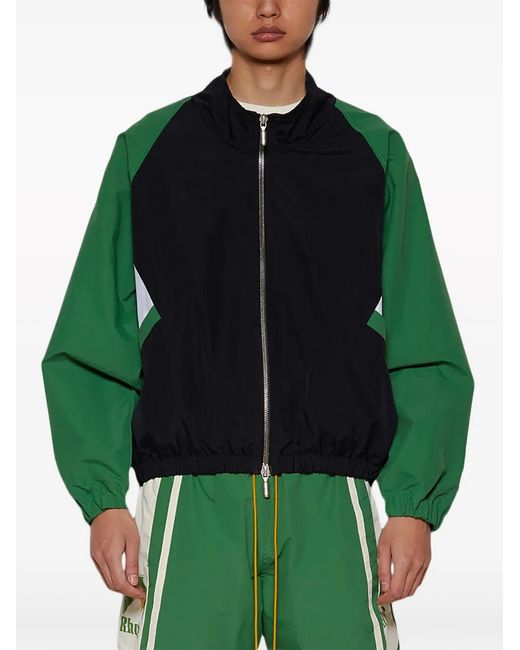 Rhude Green Colour-Block Track Jacket for men