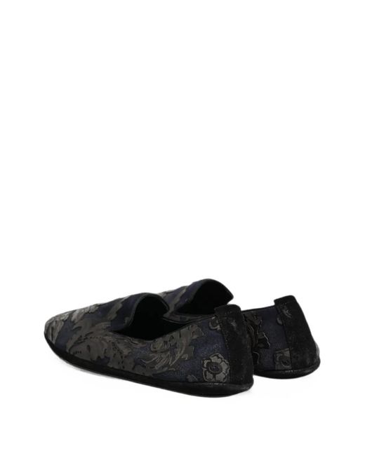 Dolce & Gabbana Black Mocassins À Fleurs for men