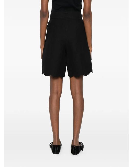 Scarlett Poppies Black Basica Scalloped-Trim Shorts